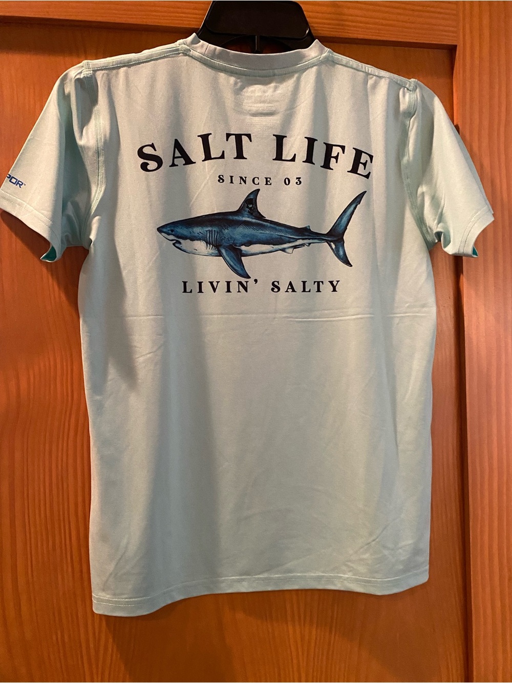 Salt Life Boy’s Aqua Green Livin’ Salty Shark SLX (Drifit) S/S NWT Size M